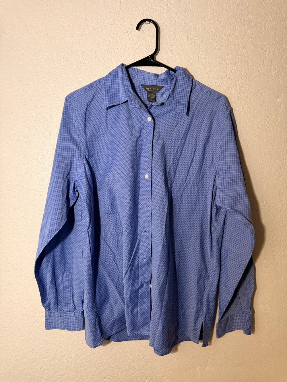 Van Heusen Men's Light Blue Micro-Check Dress Shirt